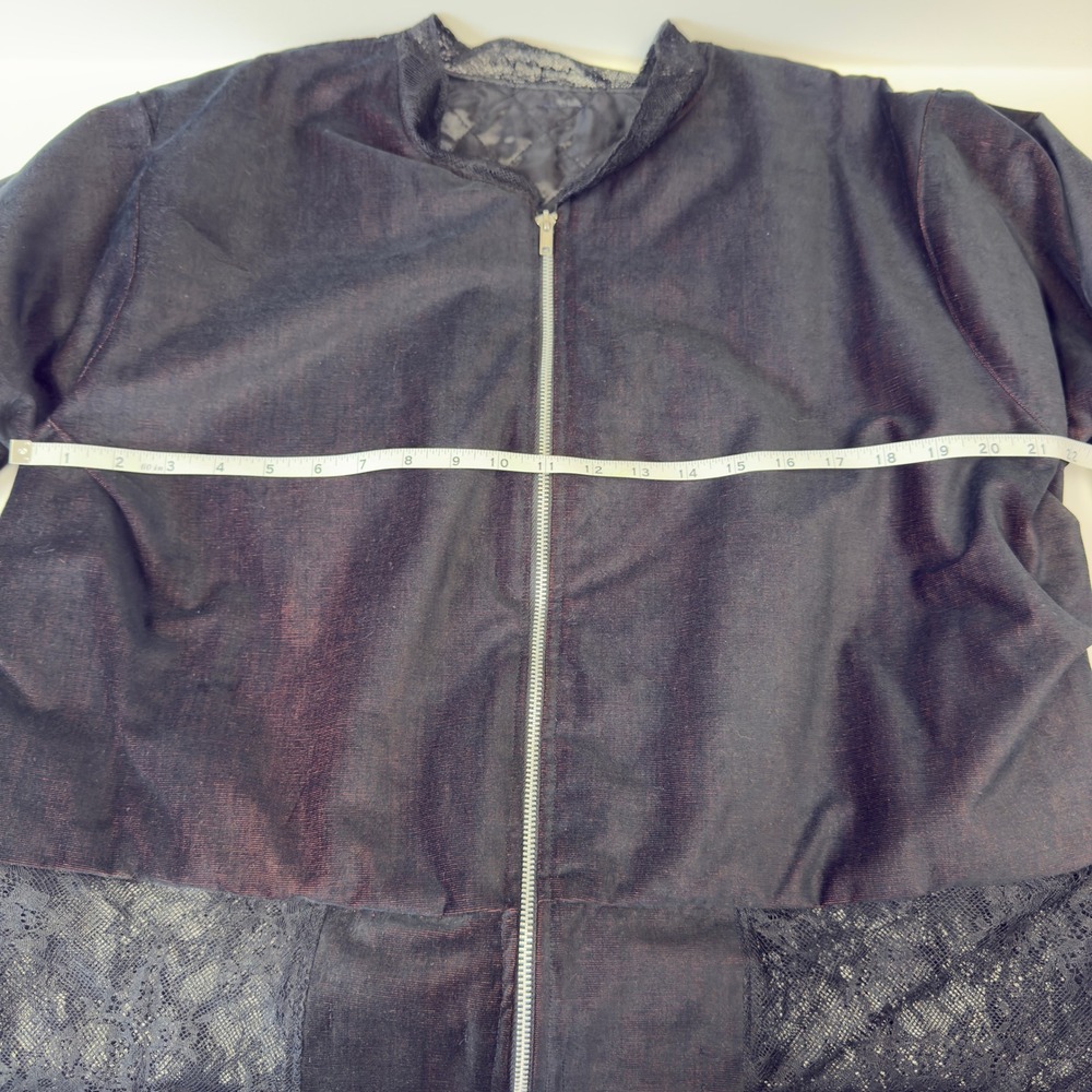 CodeRevival Custom Black Avant Garde Corduroy Bomber Jacket Lace Trim Detail - Picture 10 of 11